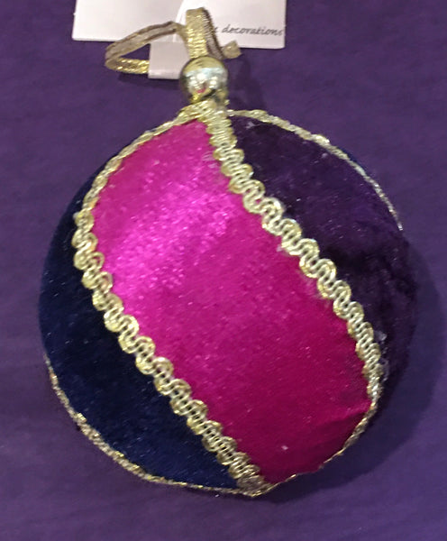 Pink/Purple/Navy and Gold Velour Bauble