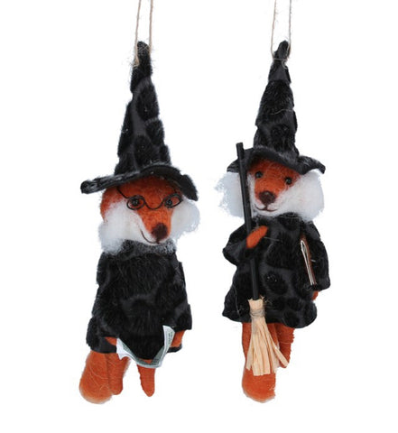 Gisela Graham Mixed Wool Fox Witch Decoration