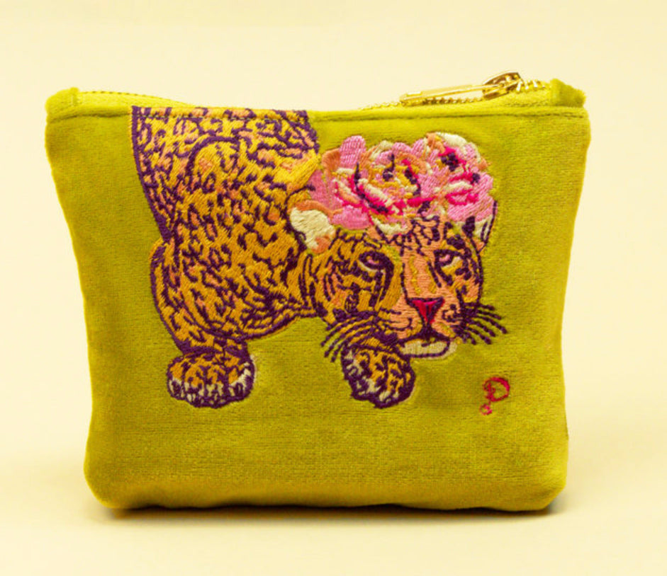 Powder Climbing Leopard Velvet Mini Pouch