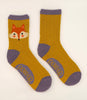 Powder Cheeky Fox Face Ankle Socks - Mustard