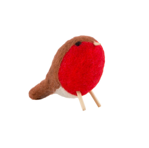 Woodland Red Robin Standing Bird Decoration