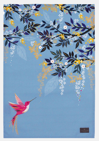 Sara Miller Light Blue Hummingbird Tea Towel