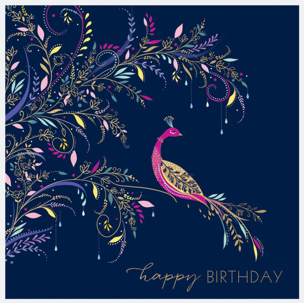 Sara Miller Ornamental Peacock Birthday Card
