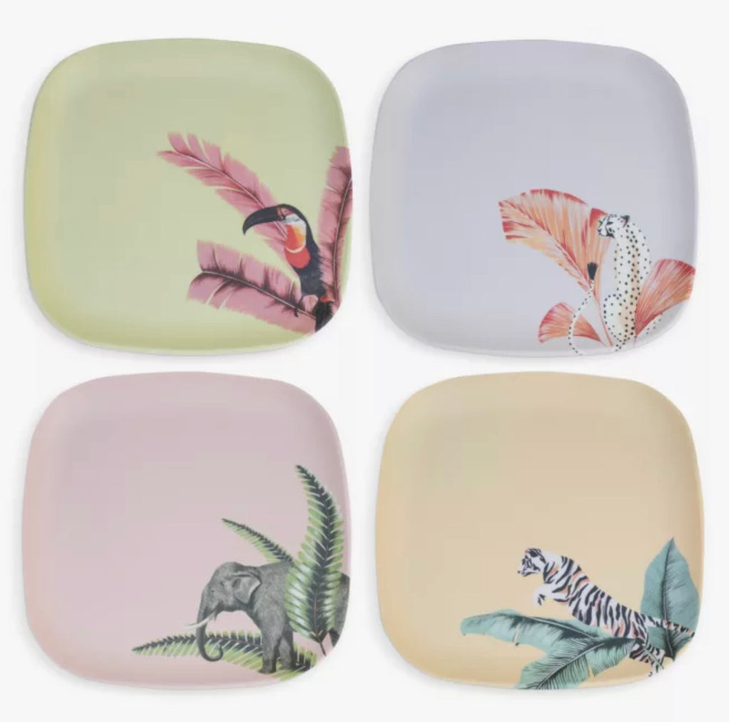 Yvonne Ellen Animal Square Plates - Set Of Four