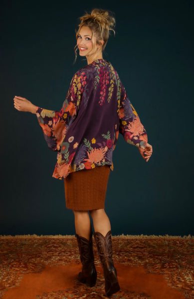 Powder Trailing Wisteria Kimono Jacket - Amethyst