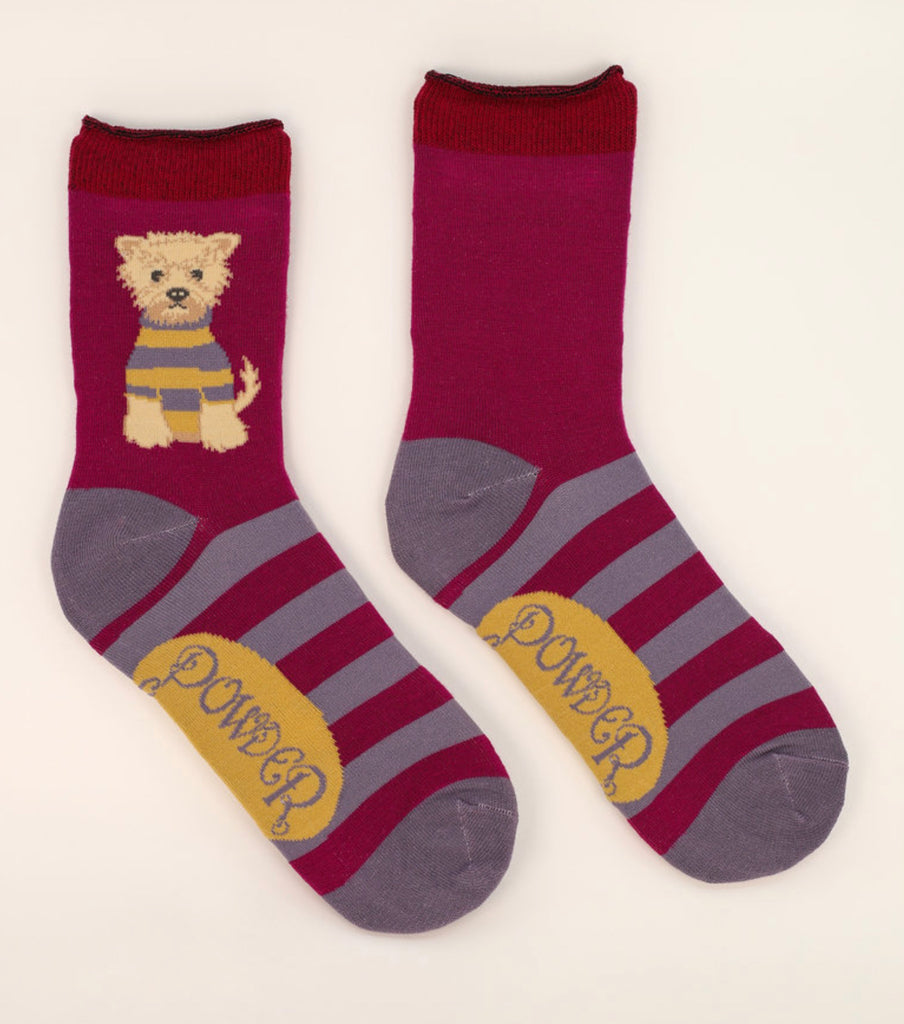 Powder Woolie Westie Ankle Socks - Damson