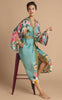 Powder Impressionist Floral Kimono Gown - Teal
