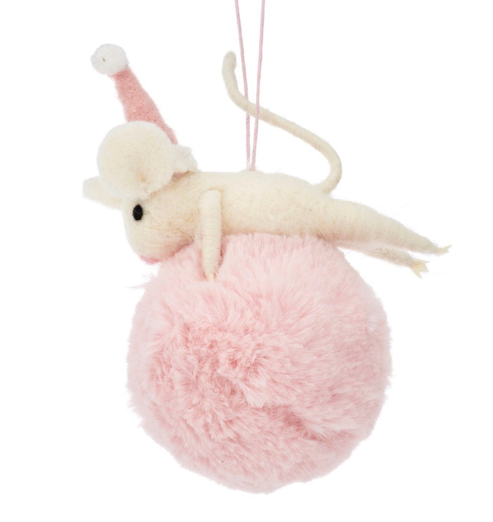 Sass & Belle Pom Pom Mouse Hanging Felt Decoration