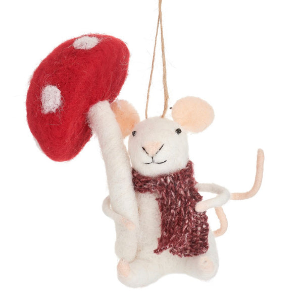 Sass & Belle Mouse With Mushroom Felt Decoration