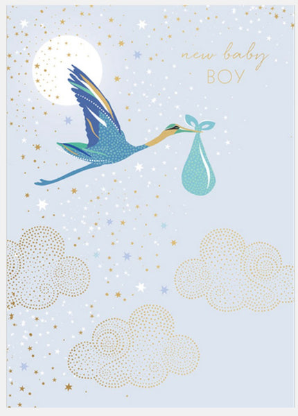 Sara Miller Baby Boy Stork Greeting Card