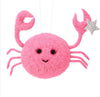 Sass & Belle Wonderland Pink Crab Hanging Felt Decoration