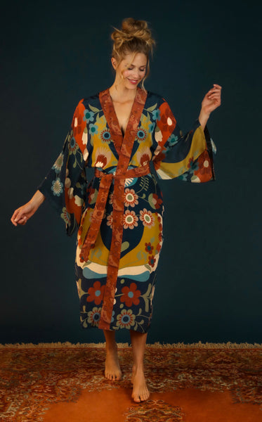 Powder Scandinavian Flora Kimono Gown
