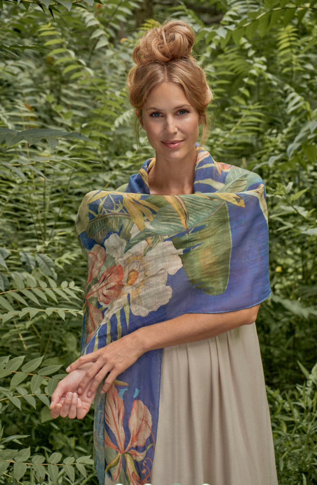 Powder 100 Linen Delicate Tropics In Indigo Scarf The Lovely Room