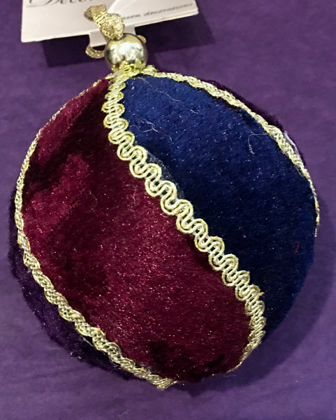 Burgundy/Purple/Navy and Gold Velour Bauble