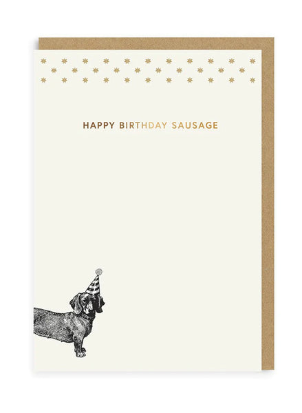 Yvonne Ellen Mono Happy Birthday Sausage Greeting Card