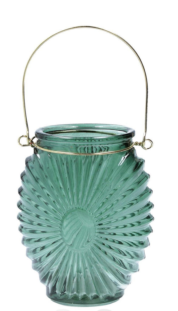 Gisela Graham Green Glass Sunburst T-Lite Holder