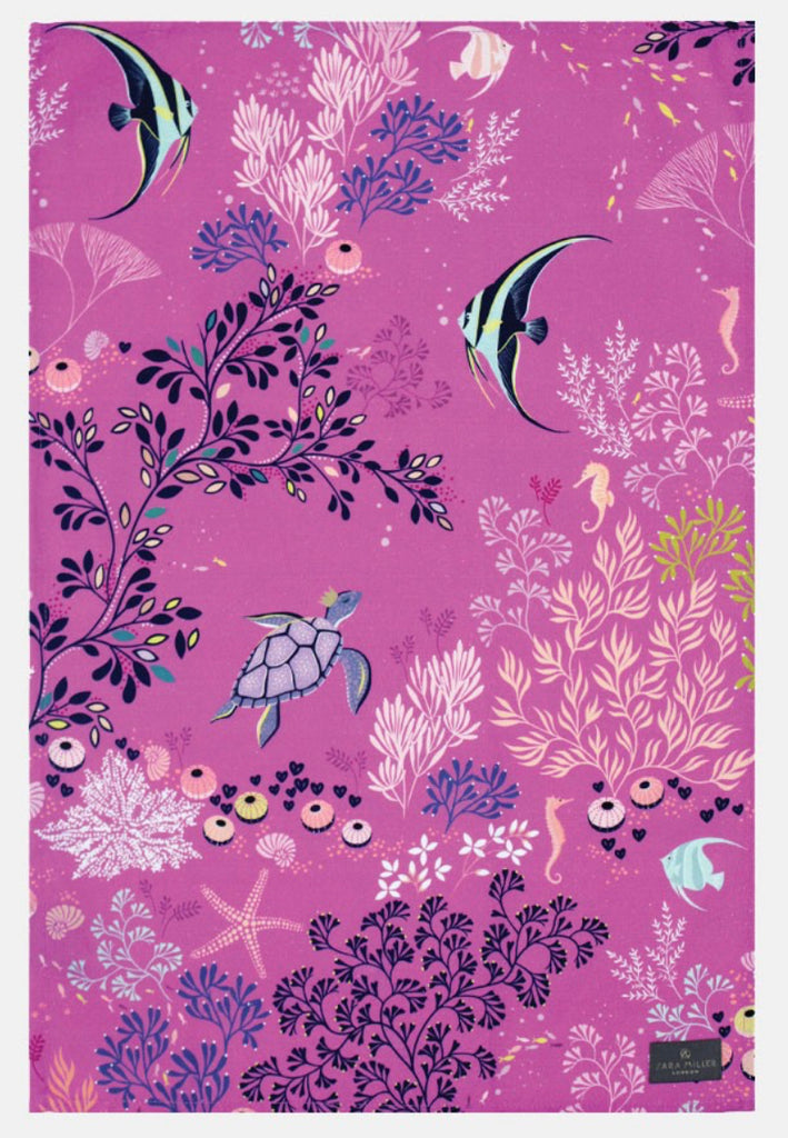 Sara Miller Underwater Mauve Tea Towel