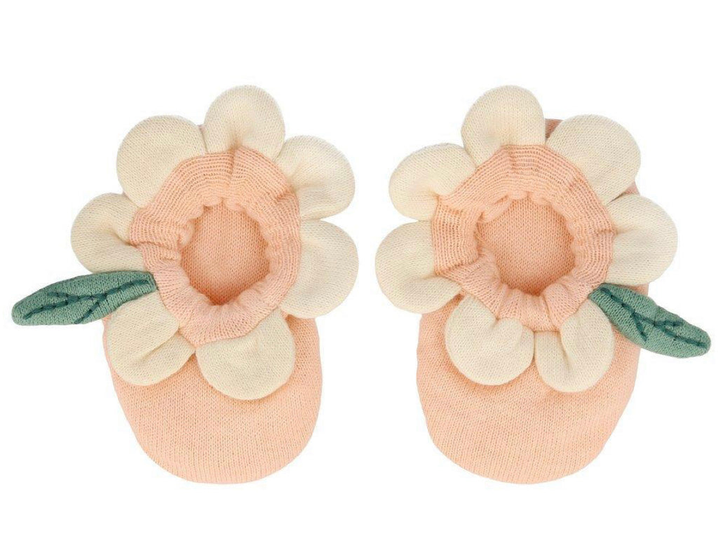 Meri Meri Peach Daisy Baby Booties