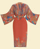 Powder Trailing Wisteria Kimono Gown - Terracotta