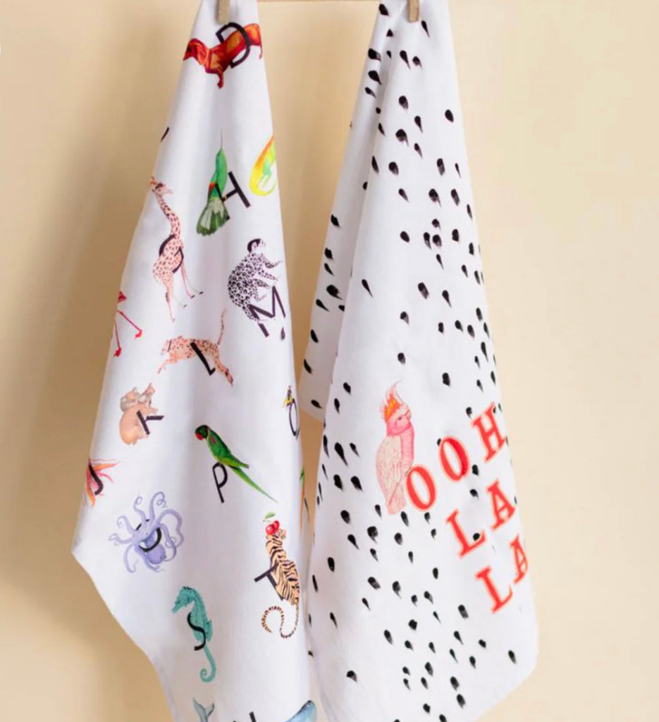 Yvonne Ellen Alphabet & Ooh La La Tea Towel - Set Of 2