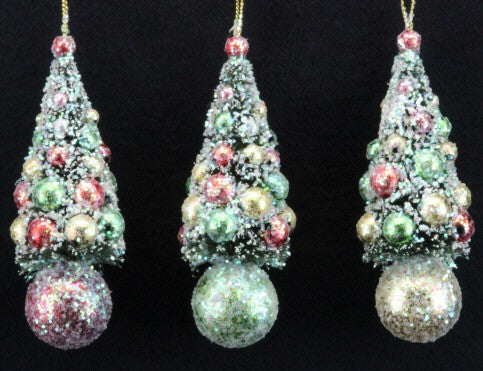 Mini Christmas Tree Decoration - Pink / Green / Gold-Pink