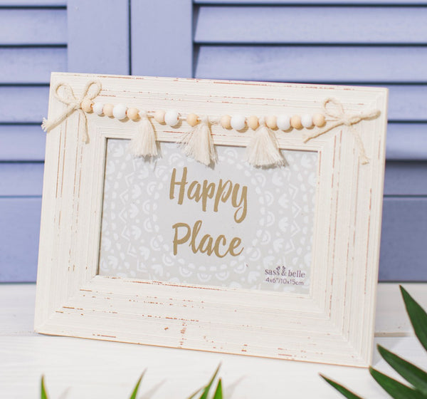 Sass & Belle White Tassel Photo Frame