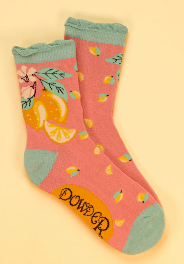 Powder Lovely Lemons Ankle Socks - Pinks