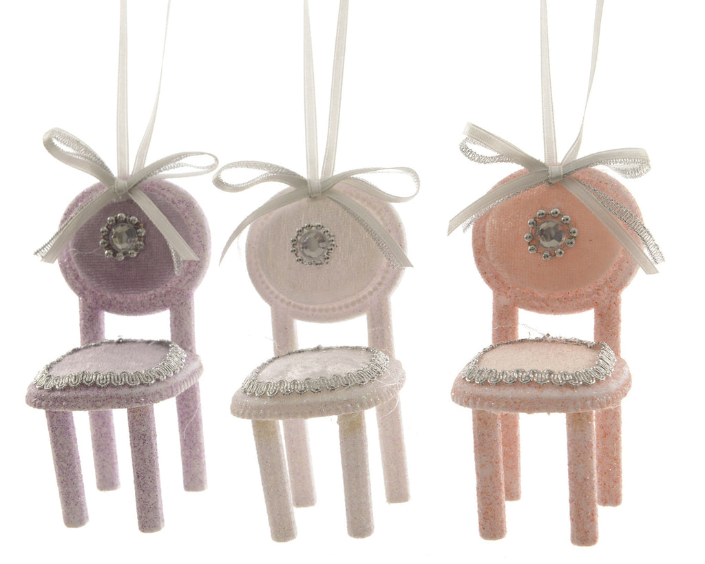 Glitter Chair Tree Decoration - Lilac / Baby Pink / Peach