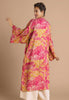 Powder Tropical Toile Kimono Gown - Pineapple & Fuchsia