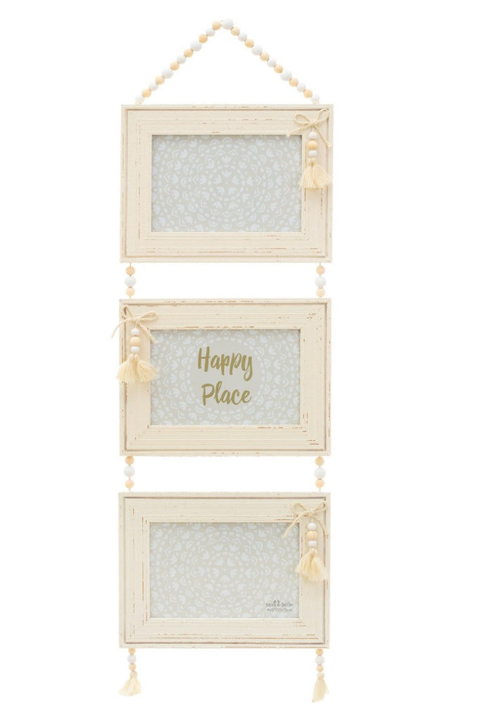 Sass & Belle White Tassel Triple Photo Frame