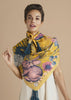 Powder Tasselled 100% Silk Summer Woodland In Mustard Scarf