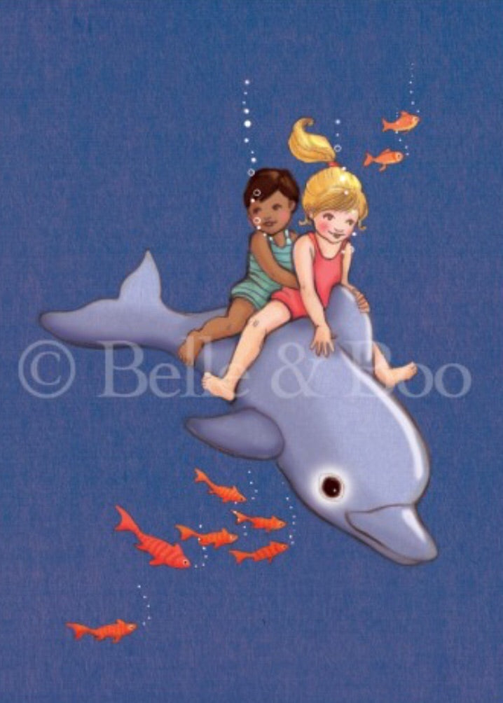 Belle & Boo Postcard - 'Dolphin Adventure’