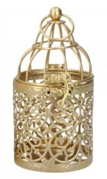 Gisela Graham Gold Metal Candle Holder Bird Cage Decoration