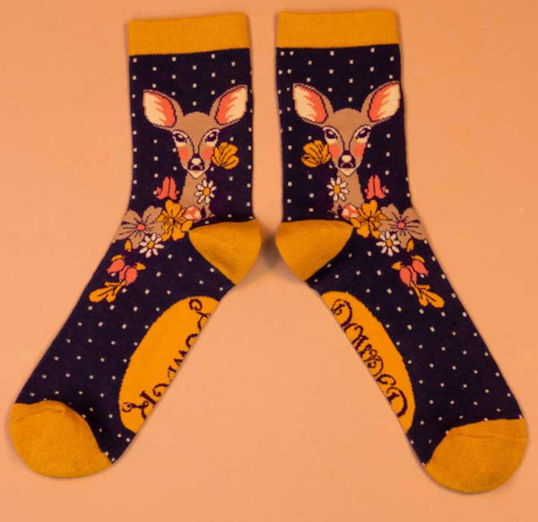 Powder Deer Ankle Socks - Navy