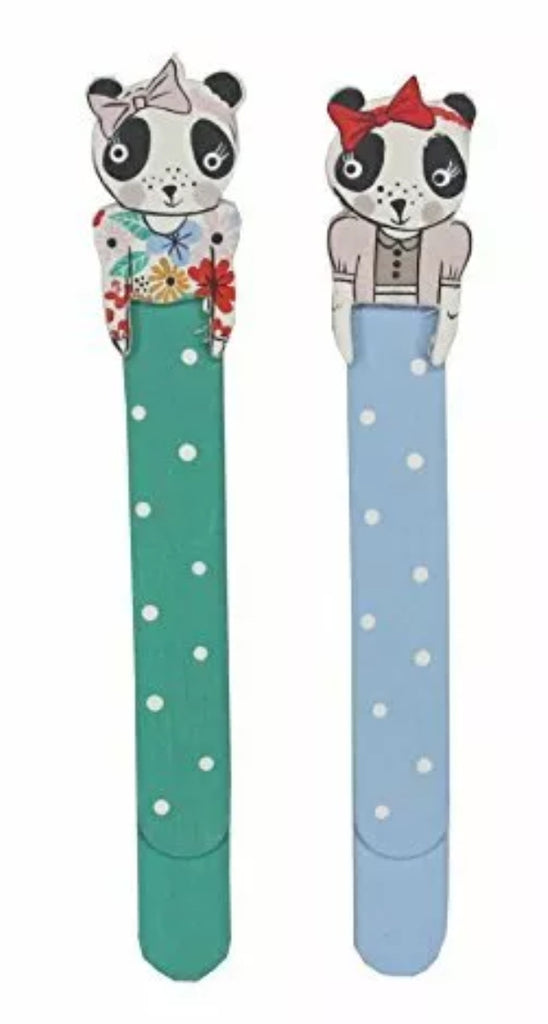 Gisela Graham Panda Design Wooden Bookmarks