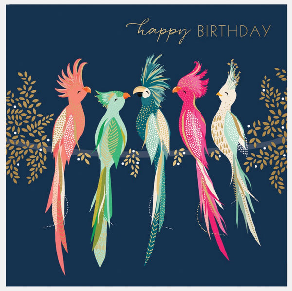 Sara Miller Tropical Birds Happy Birthday Card