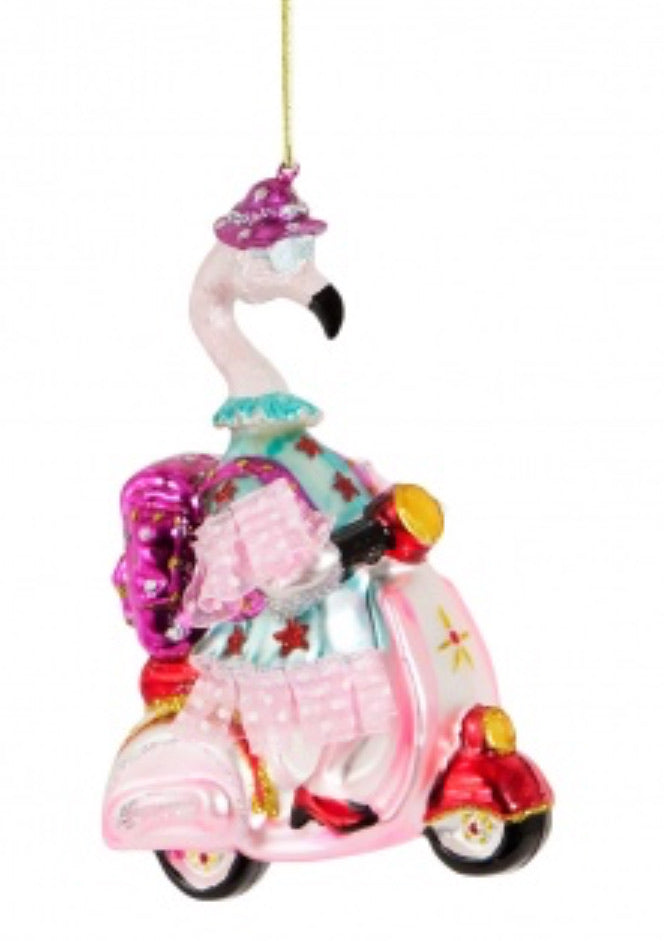 Sass And Belle Scooter Granny Flamingo Christmas Decoration