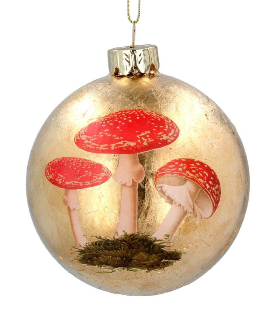 Gisela Graham Gold Leaf Toadstool Bauble