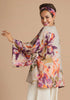 Powder Orchid & Iris Kimono Jacket - Coconut