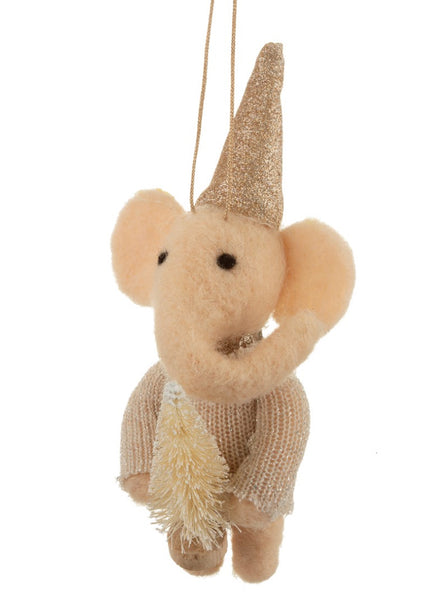 Sass & Belle Christmas Elephant Hanging Felt Decoration