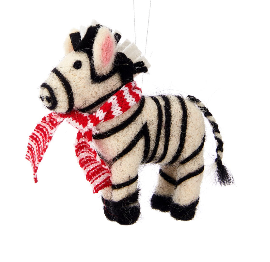 Sass & Belle Jungle Fun Christmas Zebra Hanging Felt Decoration