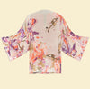 Powder Orchid & Iris Kimono Jacket - Coconut