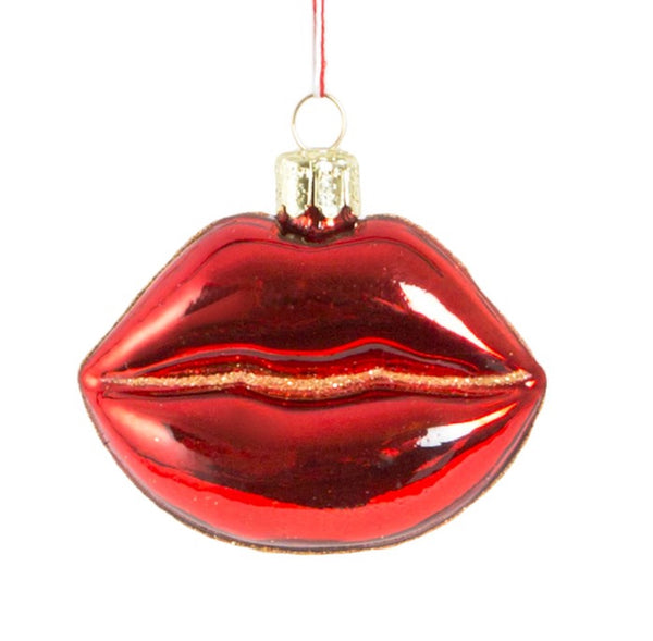 Red Lips with Glitter Shaped Bauble