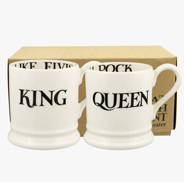 Emma Bridgewater Black Toast King & Queen Set Of 2 1/2 Pint Mugs
