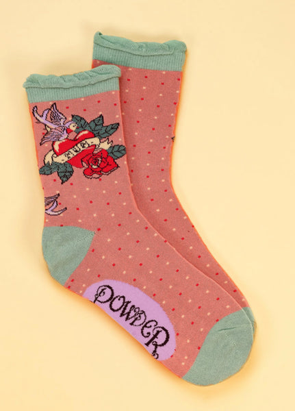 Powder Tattoo 'Mum' Ankle Socks - Pink