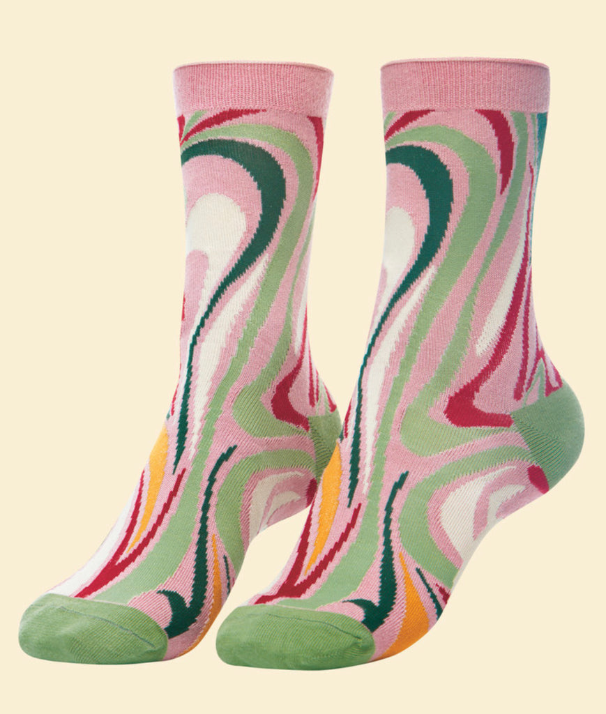 Powder Kaleidoscope Swirls Ankle Socks