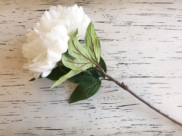 Gisela Graham White Large Peony Stem