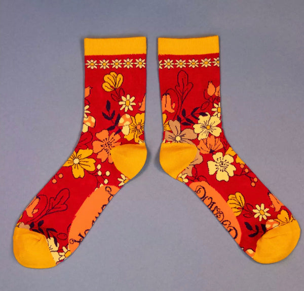 Powder Floral Ankle Socks- Fuchsia