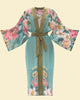 Powder Impressionist Floral Kimono Gown - Teal