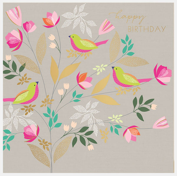 Sara Miller Happy Birthday Three Birds Greeting Card